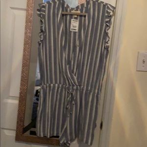 Navy & white striped romper